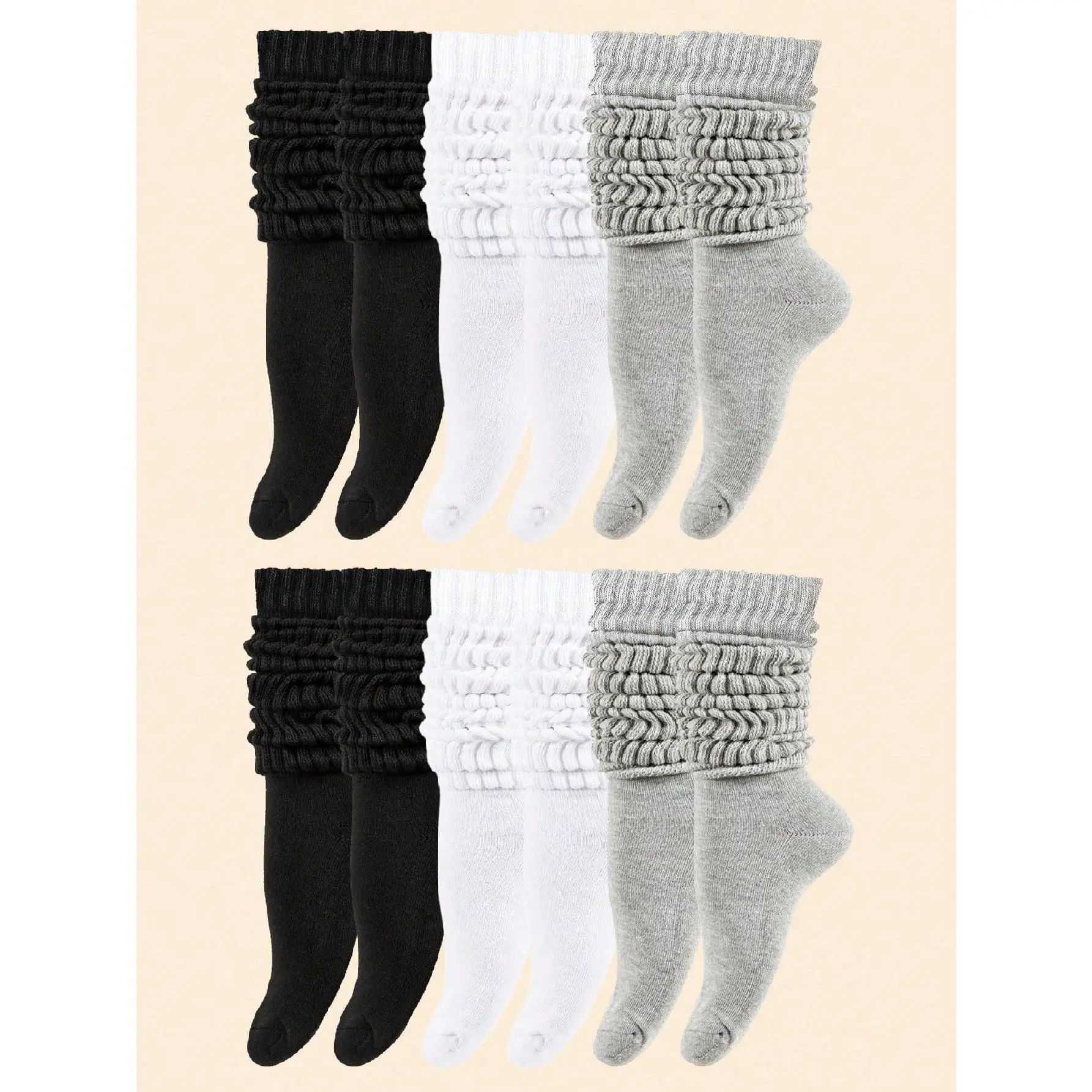 1/3/6 Pairs Women's Fall Autumn Winter Slouch Knit Slouchy Socks, Black, White & Red Soft, Comfortable, Warm & Breathable, Fashionable Compression Socks Perfect Gifts For Hiking, Back To School, Halloween & Christmas Xmas, Y2k