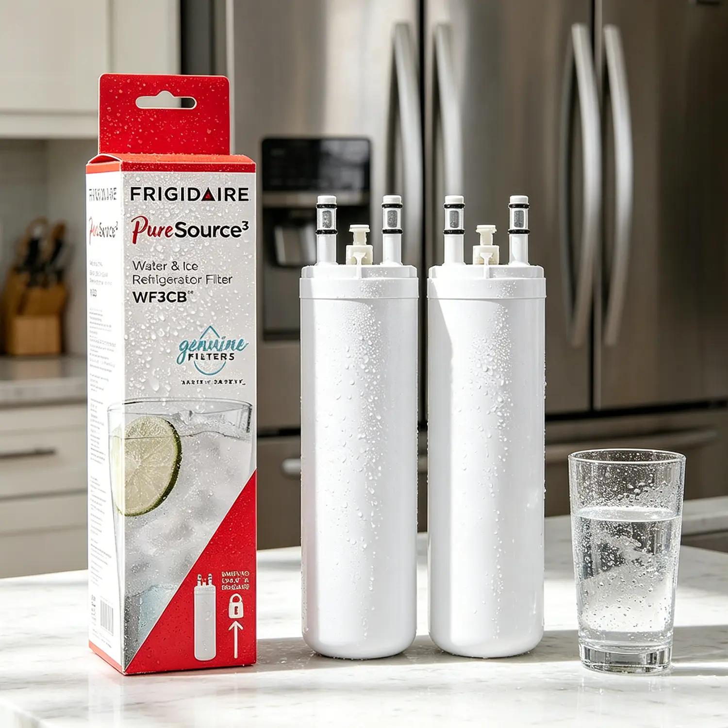 WF3CB Direct Swap Replacement Water Filter, Compatible with Frigidaire WF3CB, Pure Source 3, 706465, 242069601, 242086201, 242017800, WF425, Height 9"