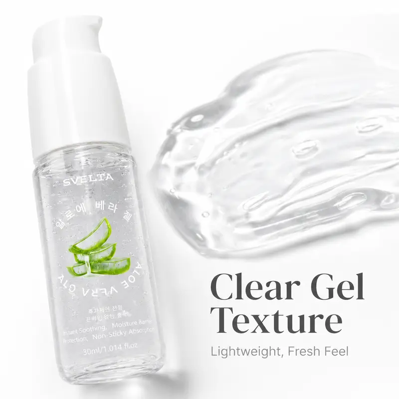 SVELTA Korean Beauty Aloe Vera Gel - 30ml Pump Bottle Daily Soothing Moisturizer, Lightweight Face Care Gel for Daily Use