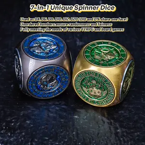 Metal DND Spinner Dice Set 7 in 1 with 3D Relief, Cool Polyhedral Dice for Dungeons and Dragons, D&D RPG Accessories with 3D Relief for Game Master