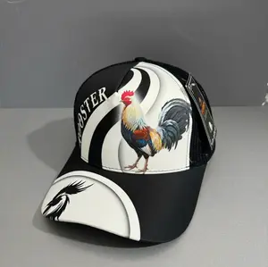 Vintage Rooster Trucker Hat for Men, Farm Chicken Graphic Snapback Cap, Lightweight Breathable Mesh Hat for Hiking Road Trips and Casual Outfits