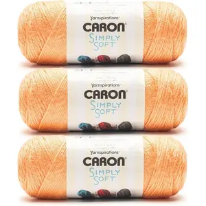 Simply Soft Peach Yarn - 3 Pack of 170.1g/6oz - 100% Acrylic - #4 Worsted (Medium) - 315 Yards - Knitting/Crochet