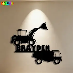 1pc Construction Vehicle Metal Wall Art, Bold Excavator & Dumper Statue Mural, Ideal Gift for New Year, Father's Day, Construction Decor Enthusiasts,  Metal Wall Decor , Perfect for Garage Wall & Garden Fence, Unique Heavy Machinery-Inspired Decor