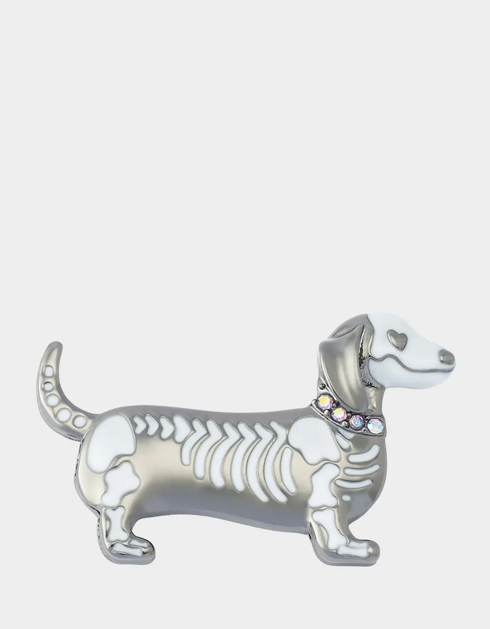 SKELETON DACHSHUND BROOCH SILVER
