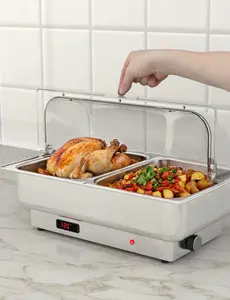2 Pack 2 x 4.5QT Half-Size Electric Chafing Dish Buffet Set with Temperature Control Display, Rectangular Stainless Steel Buffet Warmers