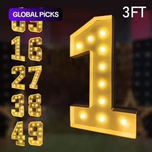 Luminous Number Backdrop Decoration, 1 Count Lighting Number 0-9 Mosaic Frame Foam Cardboard without Battery, Party Accessories #GLOBAL PICKS
