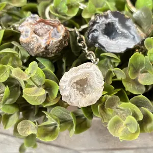 Unique Real Agate Crystal Keychain Geode, Protective Keychain, Backpack Accessory