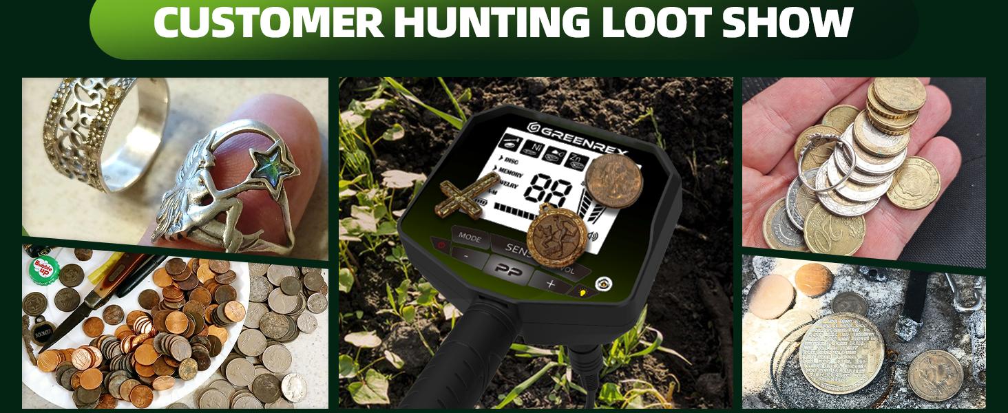 Professional Handheld Metal Detector with 10in Disc Coil, Rechargeable IP68 Waterproof Pinpointer, Advanced DSP Chip, Higher Accuracy Gold Prospecting Tool for Adults, Backlit LCD, Beach Use, Comfortable for Travel & Camping, Green