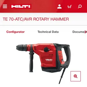 TE 70 ATC/AVR rotary hammer with case
