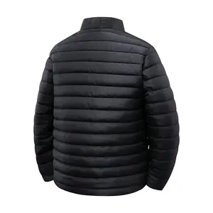 Men's lightweight cotton jacket with stand collar in ginger yellow, warm and windproof zippered quilted coat for autumn and winter Casual Fleece Slim Fit Vintage
