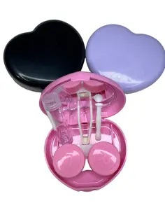 Heart Shaped Plastic Contact Lens Storage Case with mirror and accessories, gift, travel Lightweight Kit Handy