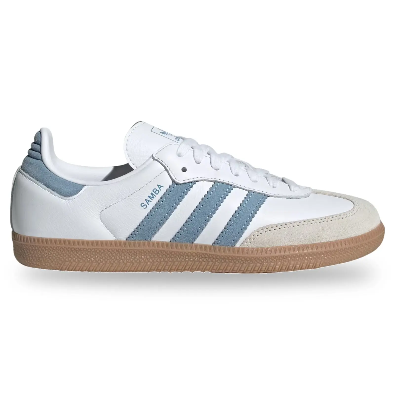Adidas Samba OG White Alumina Ash Blue Women's Authentic Sneaker JS1391 Original Three Stripes Gum Closed Round Toe Comfortable Fashion Shoe for Girls, Casual, Footwear