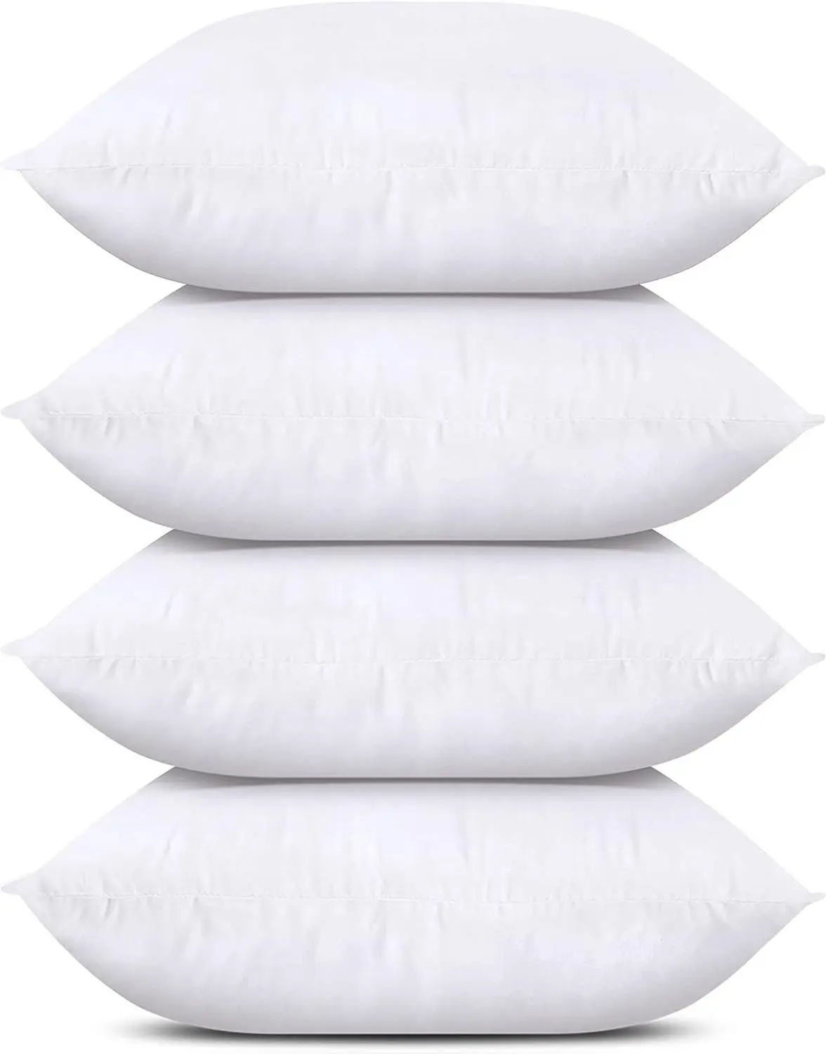 Throw Pillows (Set of 4, White), 18 x 18 Inches Pillows for Sofa, Bed and Couch Decorative Stuffer Pillow