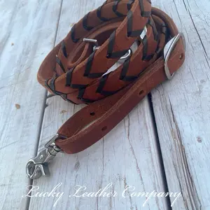 USA MADE Black & Medium Oil Laced Barrel Reins, HANDMADE in Idaho!
