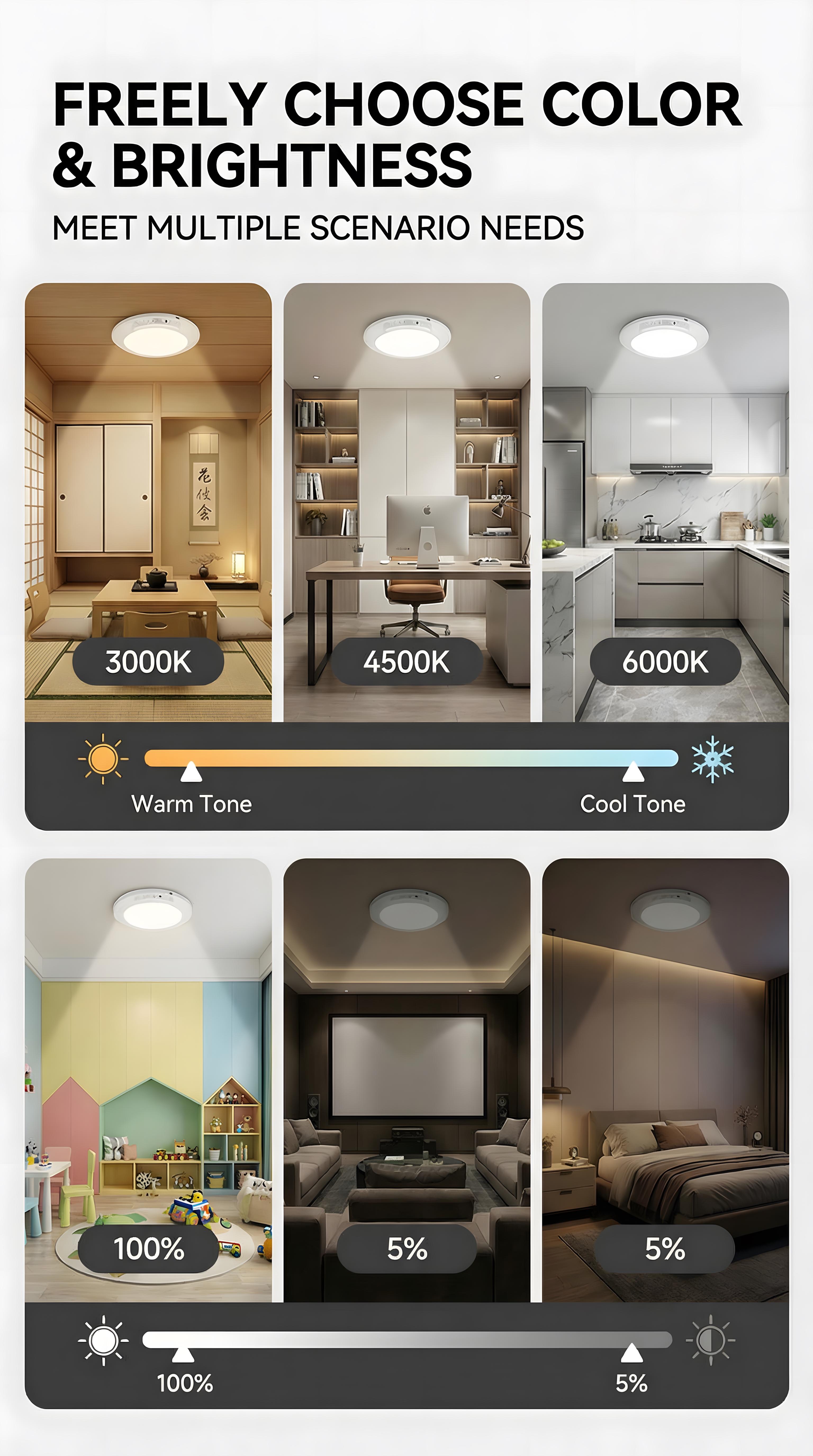 Rechargeable motion sensor ceiling light with remote — battery-operated wireless LED overhead light, magnetic installation no wiring required, dimmable with three color temperatures for closet, shower, pantry, hallway, and porch