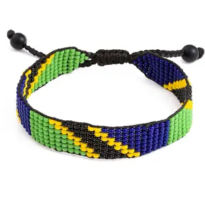 Tz Flag Bracelet - Colorful Beaded Adjustable Wristband for Casual Wear