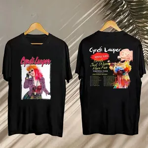 Gildan Women's Casual Short-Sleeve Cyndi Lauper Farewell Tour 2025 Tee, Final Tour Merch Top, Comfortable T-Shirt