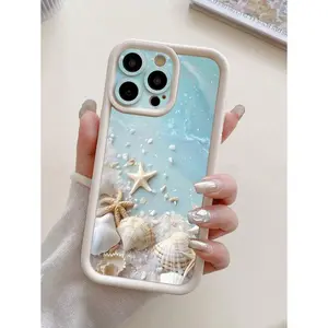 1pc Seashell Design Camera Protection Thick Anti-Fall Milky White Phone Case Suitable For IPhone17/IPhone17 Air/IPhone17 Pro/IPhone17 Pro Max/16 Pro Max/15 Pro Max/14 Pro Max/13 Pro Max/12 Pro Max