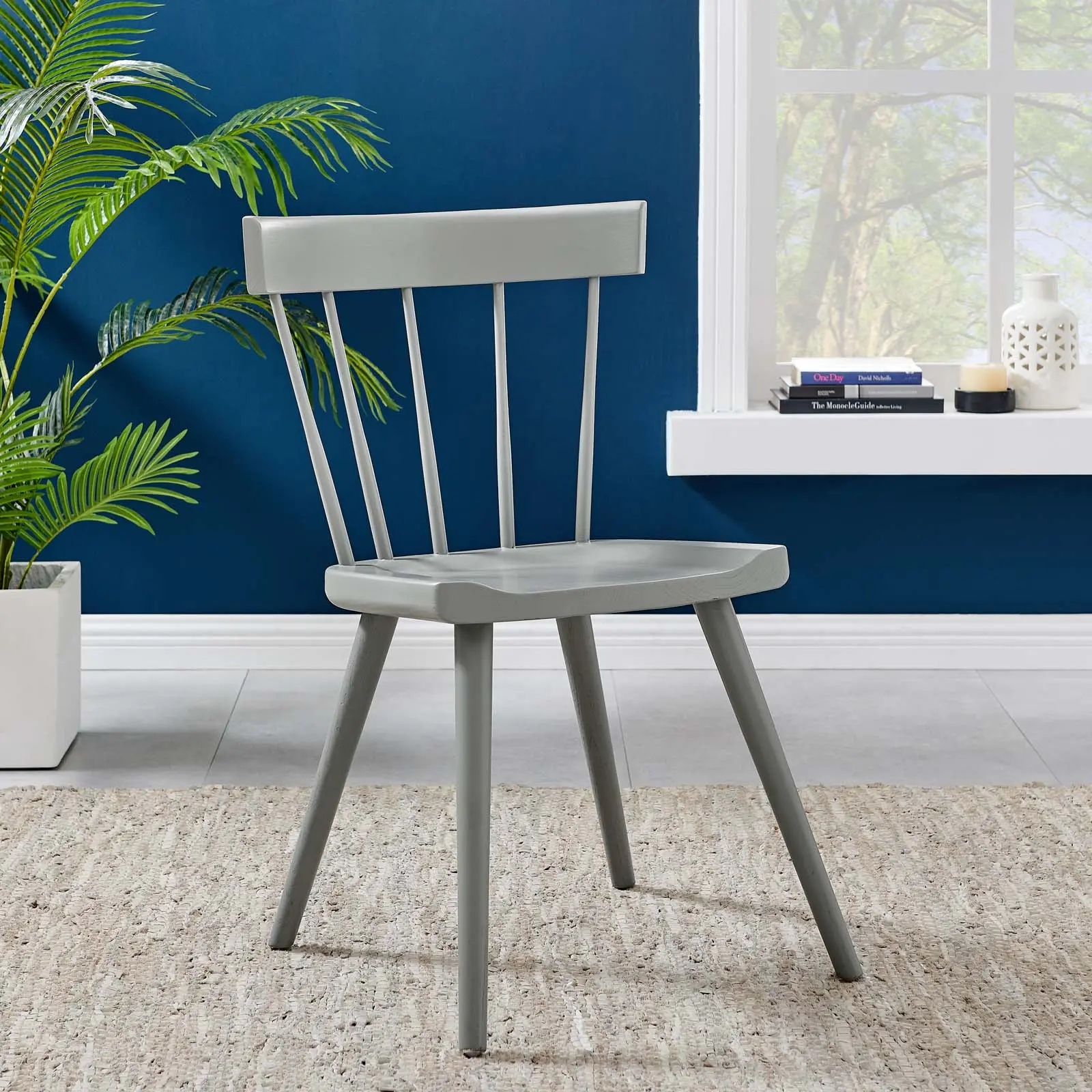 Modway Sutter Wood Modern Spindle Dining Side Chair, Light Gray Indoor Accent Chair for Dining Rooms, Modern Dining Chairs