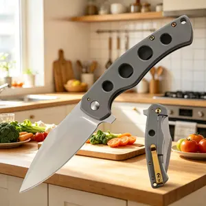Compact 8Cr14 Kitchen Folding Peeling Knife for Food Prep