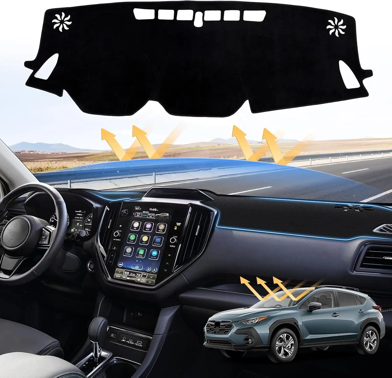 KUST Sunsdrew Dash Cover for 2024 2025 2026 Subaru Crosstrek Dashboard Cover Mat for Crosstrek Accessories Suede Dash Mat Crosstrek Sun Shade Nonslip Mesh UV...