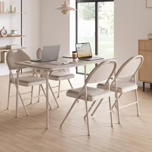 4 Pack Folding Chairs, PU Leather Padded Foldable Chair with Cushion & Backrest, Heavy-Duty Metal Frame, Portable Stackable Seats, Indoor Outdoor Commercial Furniture for Events, Office, Wedding & Party