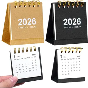 2Packs Mini Desk Calendar 2025-2026, Small Standing Flip Desk Calendar 2026, July 2025 until Dec 2026 Monthly Desktop Calendar for Daily Schedule School Office Supplies