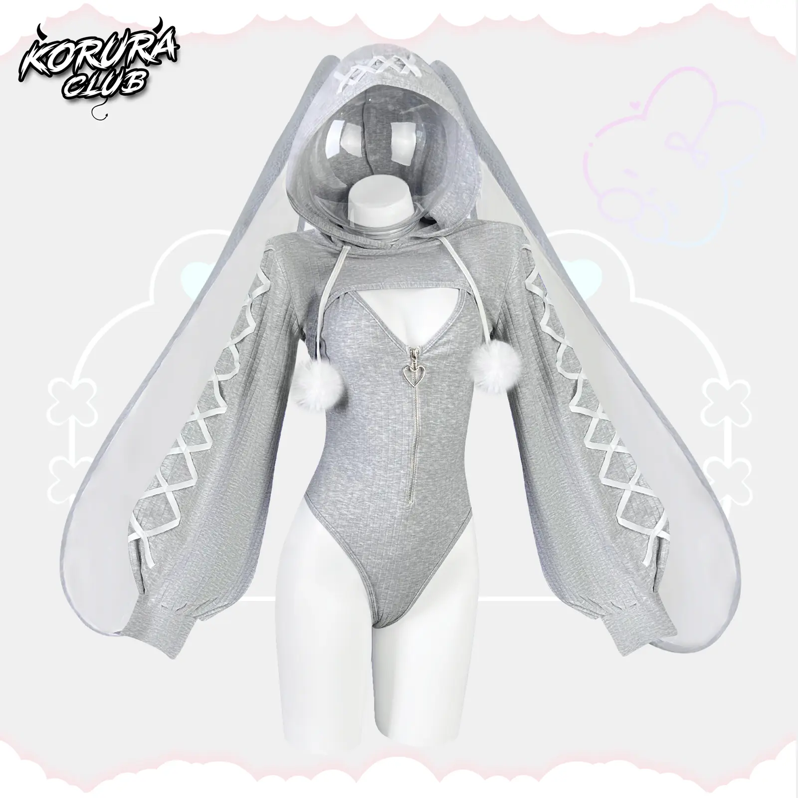 KORURACLUB Women's Heart-Lock Bunny Jumpsuit KO103 - Cute Cosplay