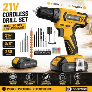 【FathersDay Gift】Fadak Walt Electric Drill/Driver Screwdriver Combo Set — One Charger, Detachable Battery, High-Capacity Battery, Home Tool, 21+1 Gear Settings, High Torque