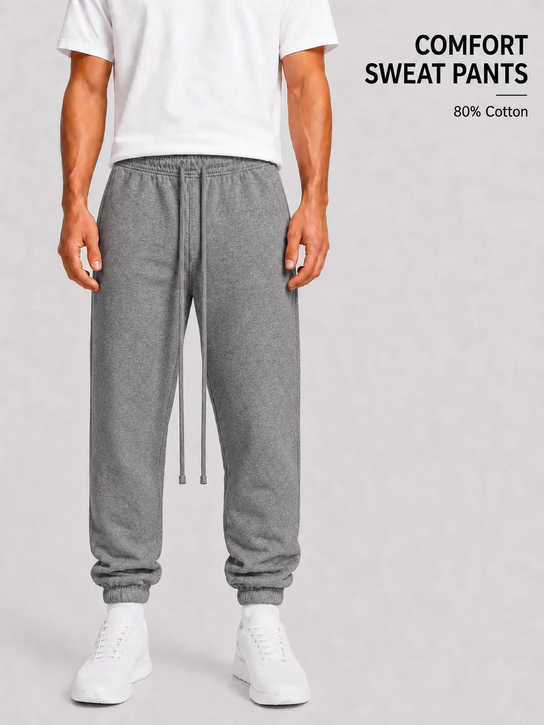 Unisex Men Sweatpants Dark Gray Color Cuffed Oversized Fit,Elastic Drawstring Waist, Casual Streetwear Bottoms for DailyWear and Leisure Activities
