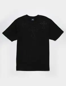 LA FAMILIA Crosses Mens Rhinestone Boxy Tee
