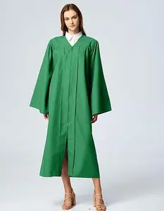 School Uniform Wholesale Emerald Green Matte Adult Graduation Gown Cap Unisex High School University Graduation Womenswear Clothes