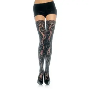 Leg Avenue Lace Top Lace Thigh Highs - Black - One Size