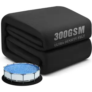 15FT Round Pool Liner Pad, [2026 New 300G/M² Thicker] Heavy Duty Seamless Under Pool Mat Padding for Above Ground Pools, Black Pool Floor Pad to Prevent Punctures, Geotextile Material