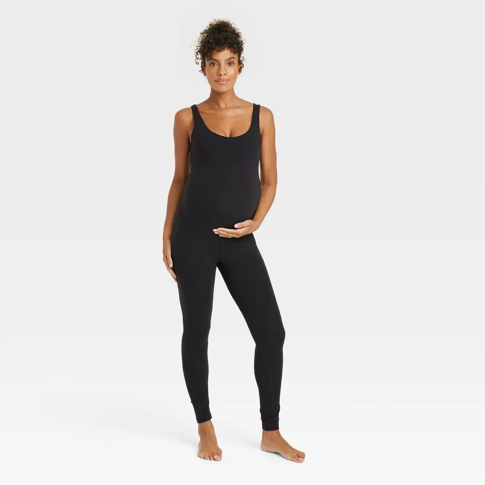 Seamless Long Unitard Maternity Jumpsuit - Isabel Maternity by Ingrid & Isabel Black XL