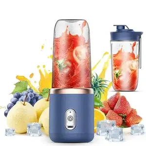 Portable milkshake blender and juicer, a set of 6-bladed mini blender with powerful functions and one touch operation, suitable for kitchen travel, USB rechargeable