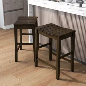 24/7 Shop At Home Tarala Rustic Wood Curved Plank Seat Counter Height Stools with Built-in Footrest (Set of 2) for Dining Room, Kitchen