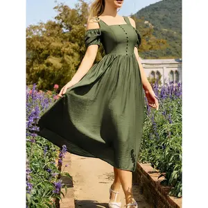 Women Renaissance Summer Midi Dress Cottagecore Sleeveless Sweetheart Lace Up Dress