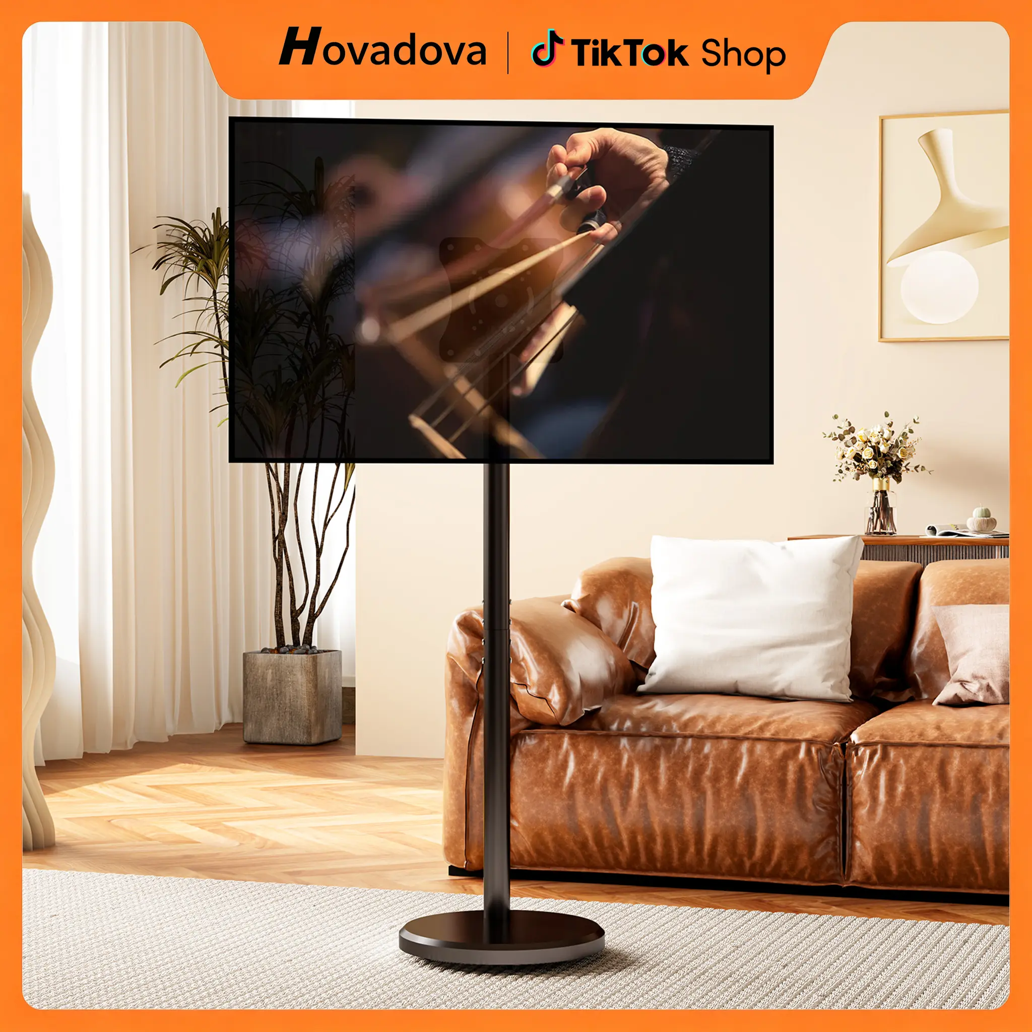 Rolling TV Stand with Wheels for 10-46 Inch TVs, 88 lbs, Black | Portrait or Landscape, Height Adjustmen Mobile TV Cart , ±10° Tilt and 90°Rotating, Portable TV Stand, Max Vesa 200x200mm