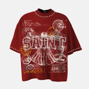 Sopula Studio Men's Saints Rhinestone Stamp Collage Vitruvian Man Vintage Graphic Rhinestone T-shirt outdoorfun