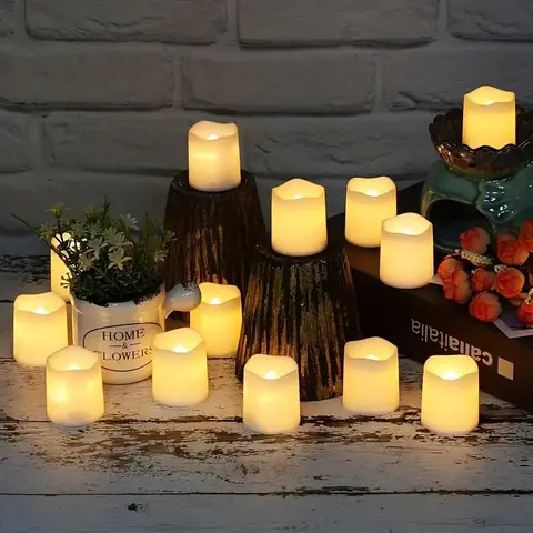 24-Pack Flameless LED Tea Light Candles, Battery Operated, Warm, Safe for Home & Festive Decorations, Ideal for Holidays, Decorative Light