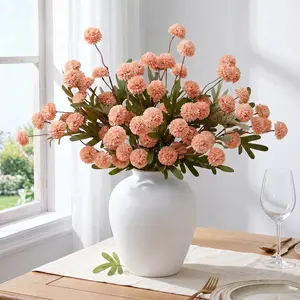 Chessie 6Pcs Fake Silk Artificial Flowers Bulk Faux Chrysanthemums with Stems Floral Decorations for Wedding DIY Bouquet Centerpieces Shower Vase Home Decor