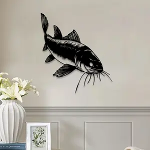 1pc Catfish Metal Wall Art, Catfish Statue Mural, Perfect for Fishing Room, River Space, Aquatic Wall Decor, Fishing Day Decor, Ideal Gift for Anglers, Art Wall Decoration