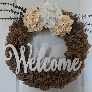 Welcome Burlap Wreath
