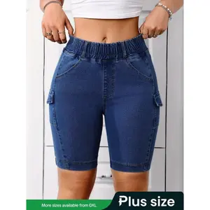 [plus size] Pocket design denim shorts, summer casual denim shorts, women's daily wear underwear, pocket shorts, denim work pantsRAIMENTRY