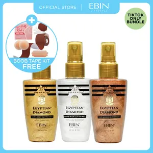 EBIN Hair & Body Glitter Mist (Gold/Platinum/Rose Gold) + FREE Lift Tape | Flash-Ready Glow, Lightweight Shimmer, Radiant Finish