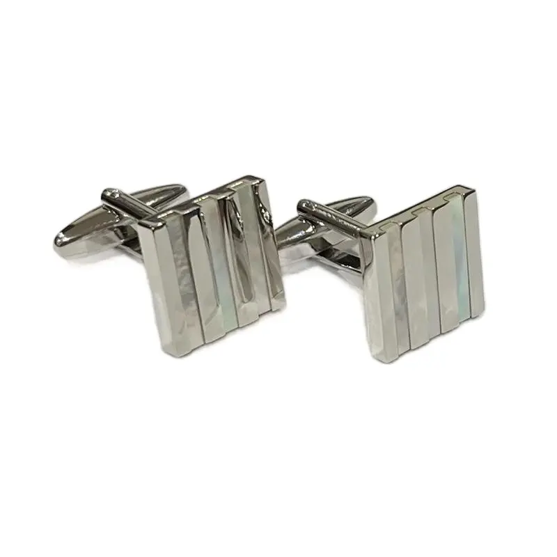 MENDEPOT Mother pearl Stripe Cufflinks Men Luxury Stone Cufflinks Wedding Birthday Gift