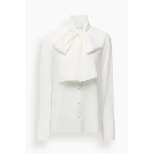 Signature Bow Blouse in Off White