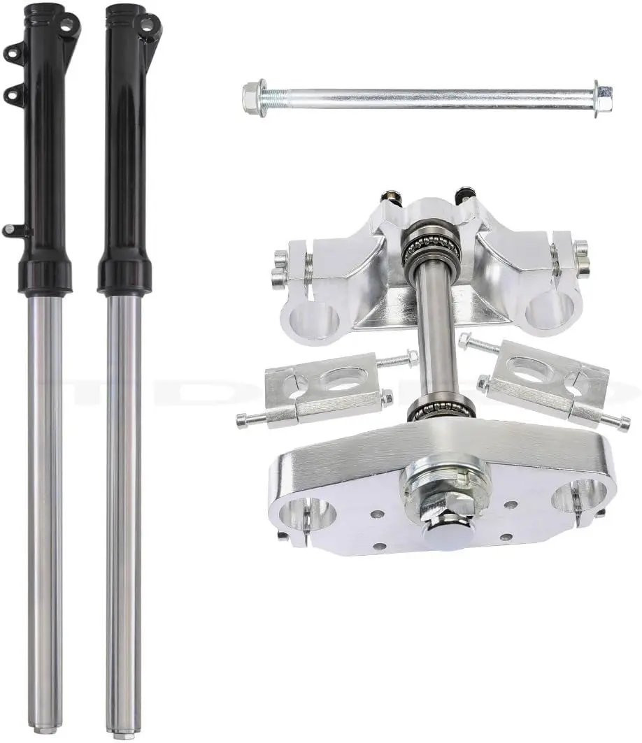 28" 710mm 33mm Front Forks Shock Suspension with Triple Tree Clamps Handlebar Risers &12mm Axle for 14" Wheel 70cc 90cc 110cc 125c 140cc 150cc Pit Dirt Bike Apollo Coolster SSR Taotao