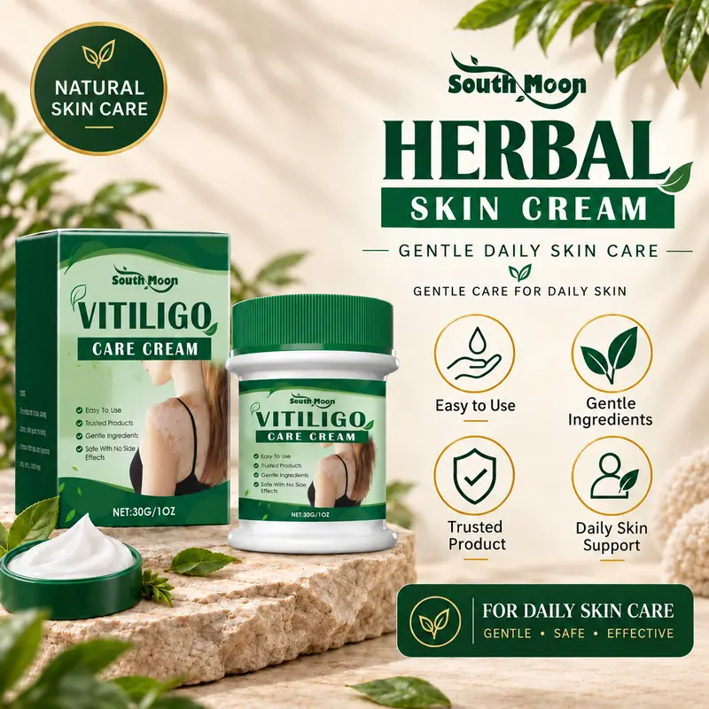South Moon Gentle Vitiligo Treatment Cosmetic Cream - Natural Non-Toxic Blend, Hydrating Body Moisturizer for Skin Repair, Pigmentation Improvement, Suitable for All Skin Types